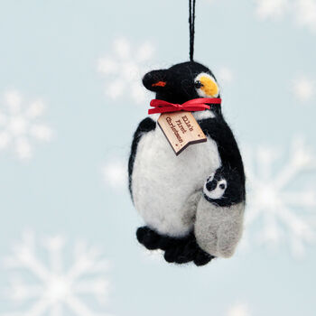 Personalised Felt Penguin And Baby Tree Decoration, 4 of 5