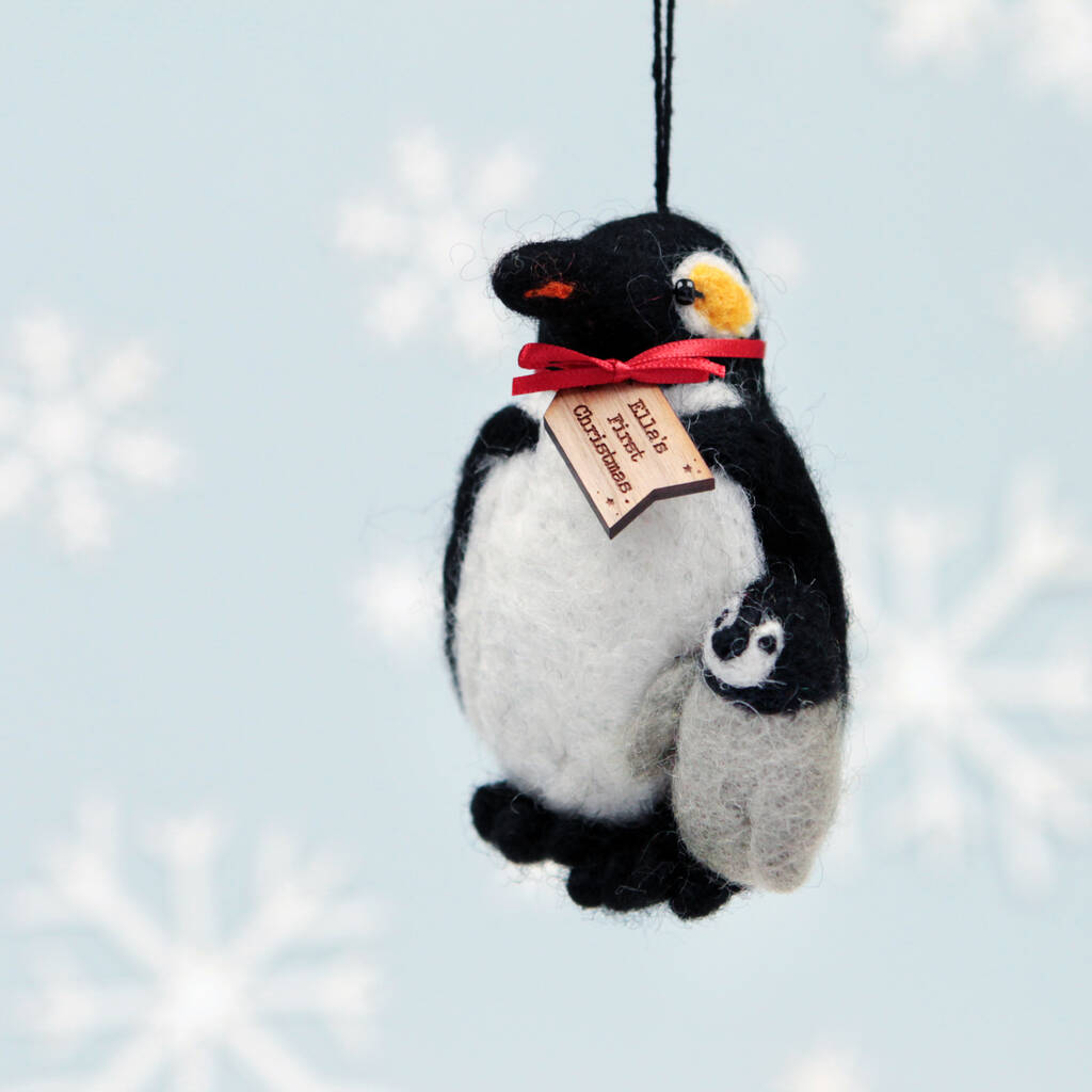 Felt Penguin And Baby Christmas Decoration, 1 of 2