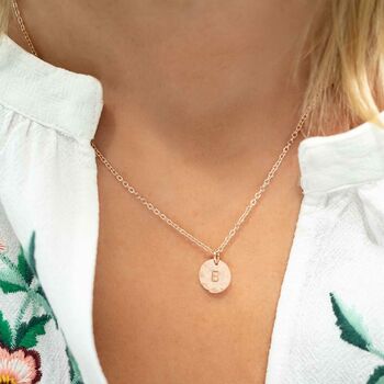 Personalised Hammered Initial Disc Necklace, 2 of 9