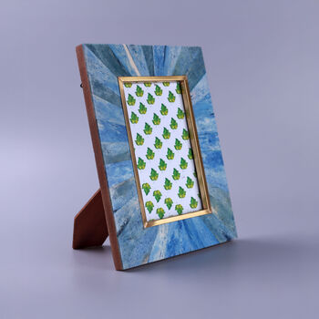 G Decor Profondo Blu Handcrafted Horn Bone And Brass Photo Frame, 3 of 3