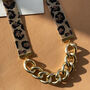 Hand Beaded Leopard Print Gold Chain Priestess Necklace, thumbnail 2 of 9