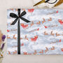 Three Sheets Of Blue Santa Sleigh Christmas Wrapping Paper, thumbnail 2 of 2