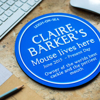 Personalised Blue Plaque Mouse Mat, 6 of 6