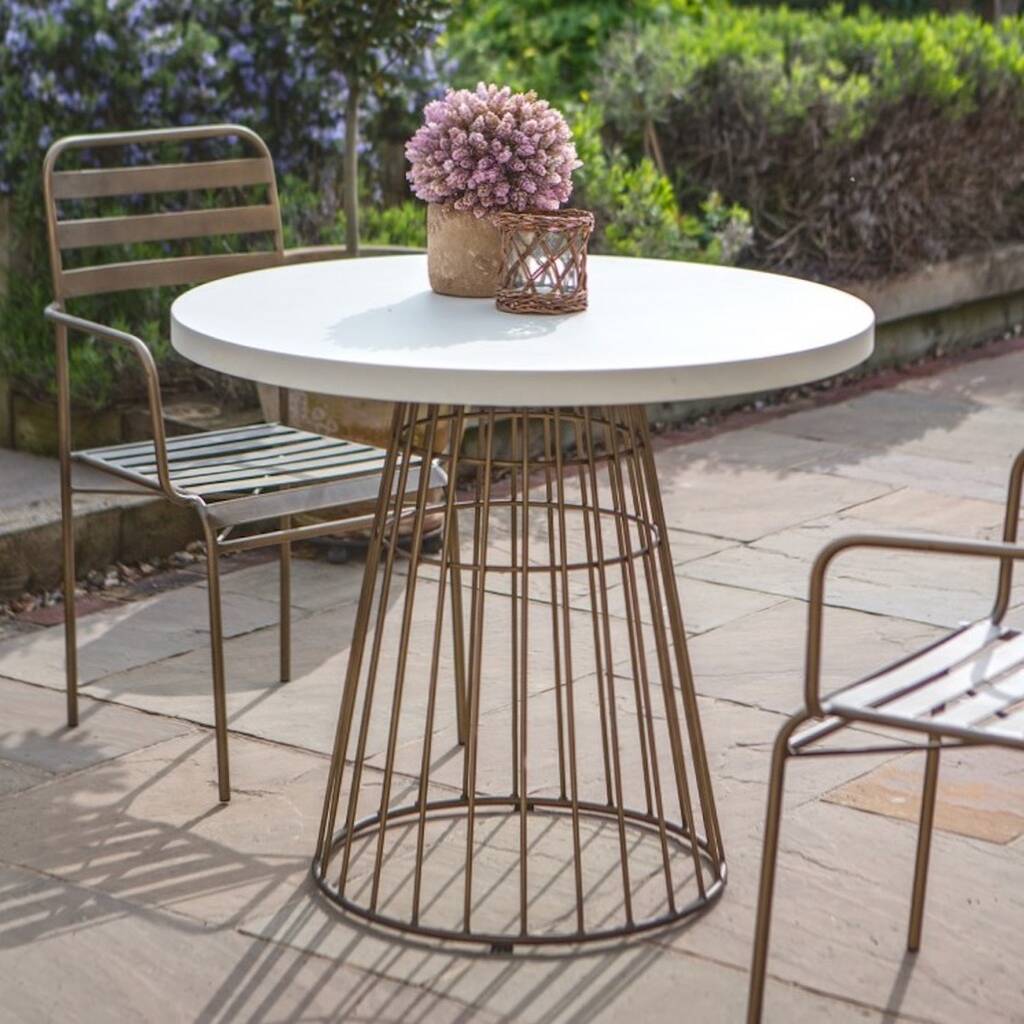 Circular Brass Fluted Bistro Table