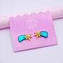 Teal And Gold Shooting Star Stud Earrings, thumbnail 6 of 8