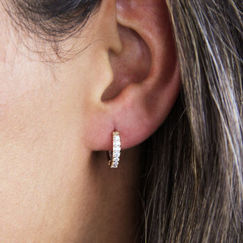 Hoop Earrings With Cubic Zirconia Diamante Stones, 2 of 10