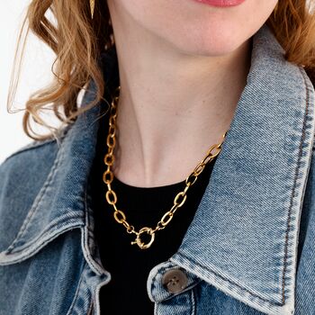 Golden Hour Chunky Plated Chain Large Clasp Necklace, 4 of 6