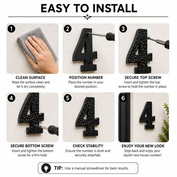 Black Solid Brass House Number Four Plaque, 2 of 8