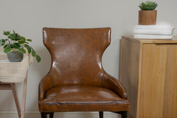 Vintage Faux Brown Leather Dining Chair, 7 of 12