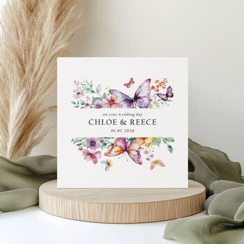 Personalised Wedding Card: Floral Butterly Design, 2 of 6