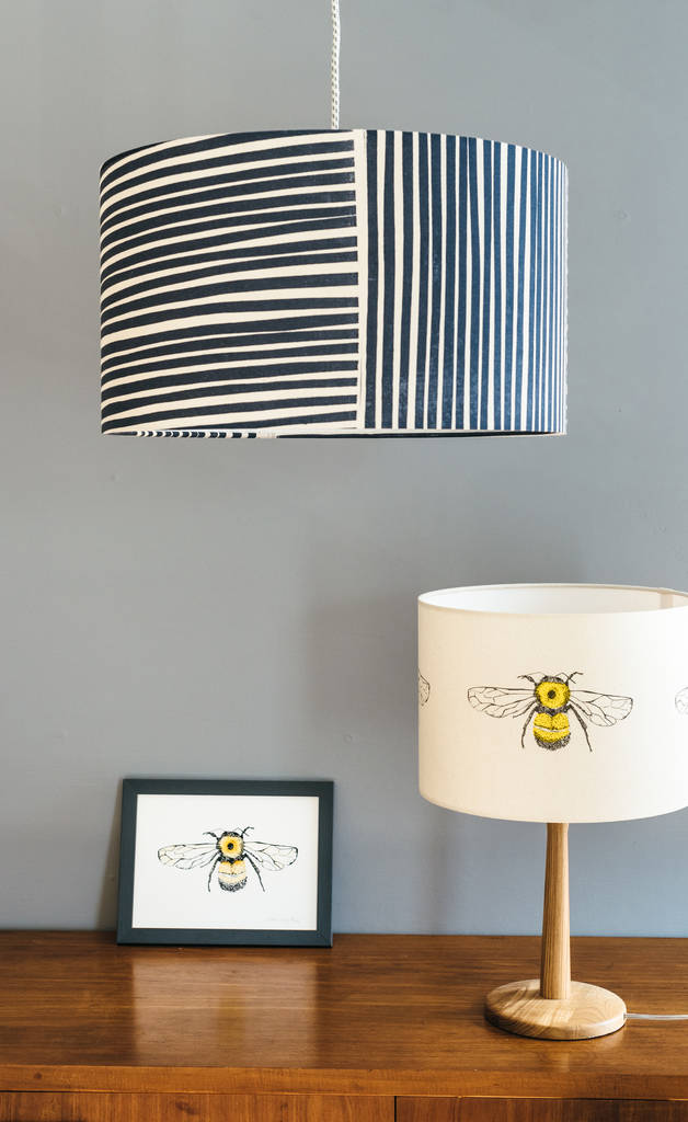 Blue Stripes Lampshade By Lottie Day, Striped Lamp Shades