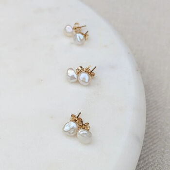 Mini Dot Keshi Pearl Stud Earrings, 3 of 3