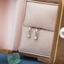 Tiny Double Cz Dangle Stud Earrings Sterling Silver, thumbnail 3 of 10