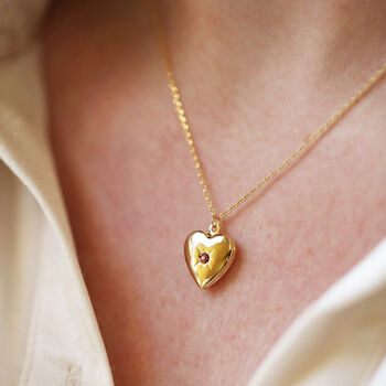 Personalised Birthstone Heart Locket In Gold Plating, 6 of 12