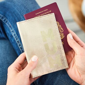 Mum Gold Embossed Leather Passport Cover, 3 of 4