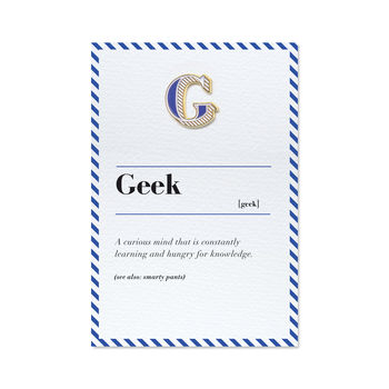 G Is For Geek Pin Badge And Card, 4 of 4