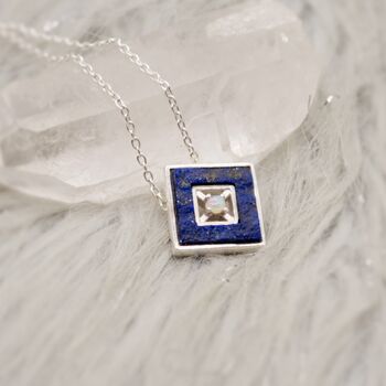 Lapis Lazuli And Opal 925 Silver Necklace Pendant, 2 of 9