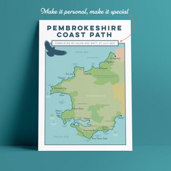 Personalised Pembrokeshire Coast Path Map Art Print, 4 of 10