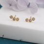 Sterling Silver Tiny Purple Opal Trio Stud Earrings, thumbnail 2 of 12