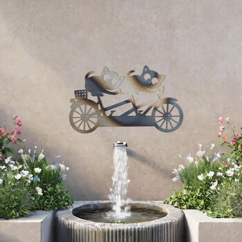 Metal Cat Duo On Bicycle Wall Art For Garden Decor, 9 of 10