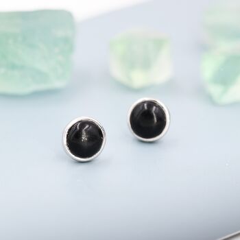 Sterling Silver Genuine Black Onyx Stud Earrings, 5 of 11