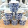 Set Of Six Palace Mugs In Blue Rose Chintz Design, thumbnail 3 of 9