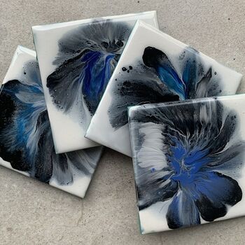 Sold Floral Modern Ceramic Coasters | Set Of Two/Four, 7 of 10