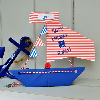 Personalised Age Birthday Sail Boat Greetings Card, 2 of 12