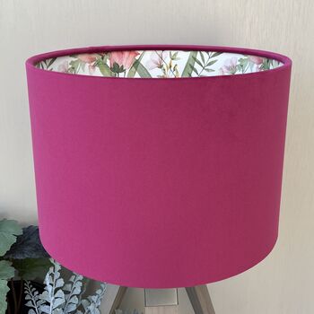 Ava Fuchsia Pink Velvet Double Sided Flower Lampshade, 3 of 9