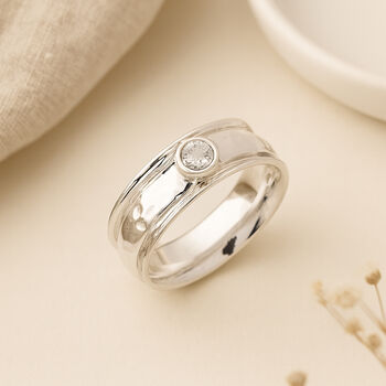 Personalised Sterling Silver Cubic Zirconia Spinner Ring – 6mm, 2 of 7