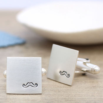 Personalised Moustache Cufflinks. Gift For Dad, 3 of 10