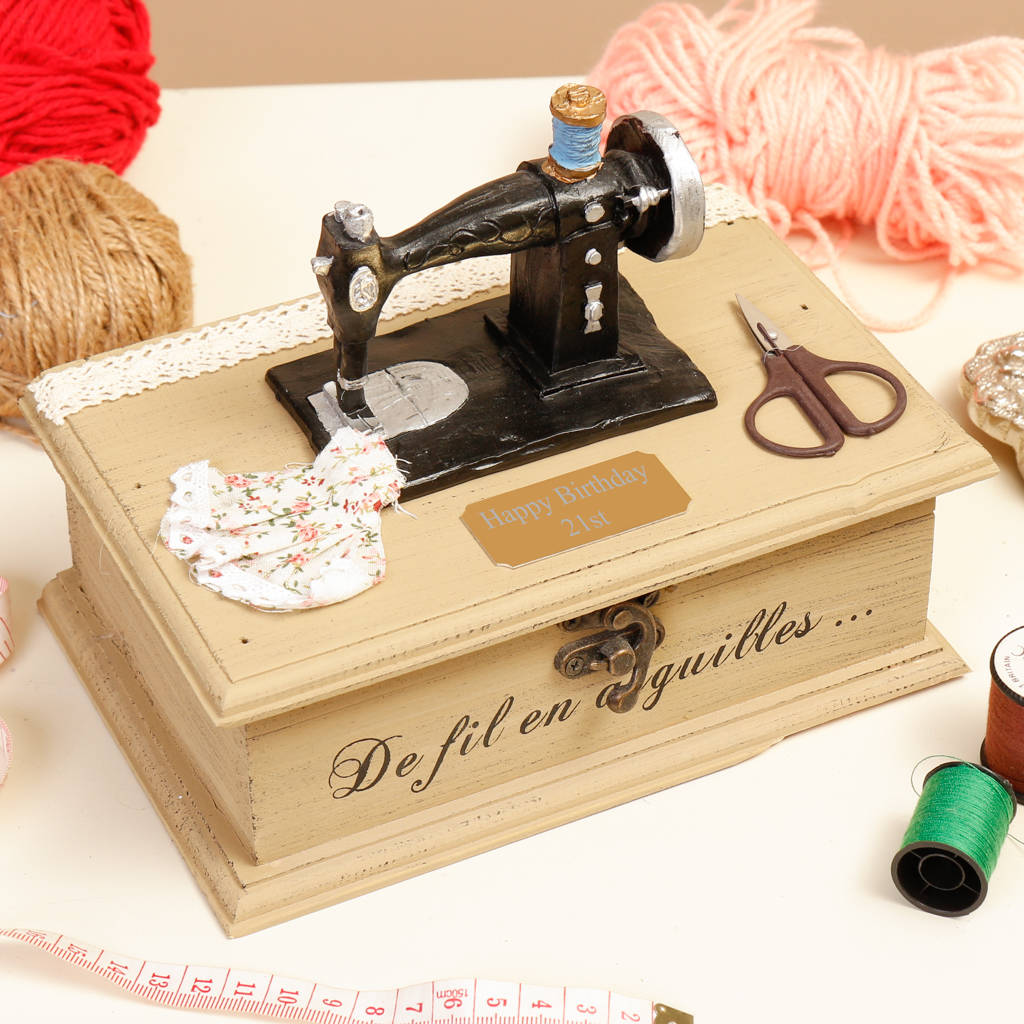 personalised vintage singer sewing storage box by dibor