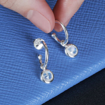 Sterling Silver Birthstone Gemstone Hoop Earrings, 5 of 10