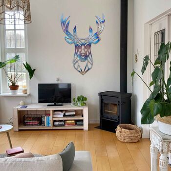 Geometric Stag Head Metal Wall Art For Any Room, 4 of 10