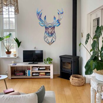 Geometric Stag Head Metal Wall Art For Any Room, 5 of 11