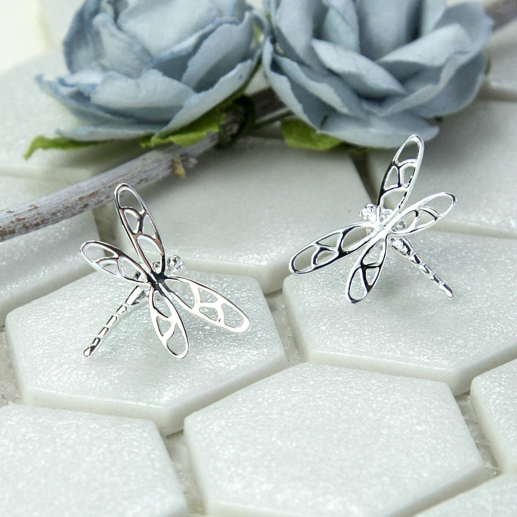 Sterling Silver Dragonfly Stud Earrings By Martha Jackson ...