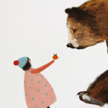 Girl And Bear Children's Illustration Wall Art Print, 5 of 5