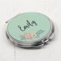 Personalised Name Green Floral Round Compact Mirror, thumbnail 3 of 6