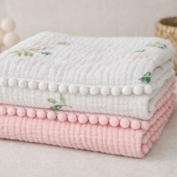 Handmade Personalised Muslin Baby Blanket, 3 of 9