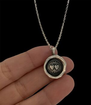 Two Hearts For Ever Wax Seal Necklace, 4 of 6