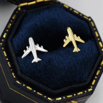 Sterling Silver Tiny Plane Stud Earrings, 7 of 12