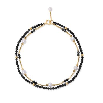 Clara Double Chain Bracelet With Black Spinel And Pearl, 2 of 3