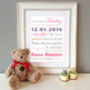 Personalised Baby Birth Details Print, thumbnail 3 of 11