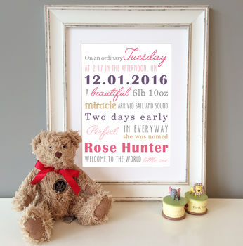 Personalised Baby Birth Details Print, 3 of 11