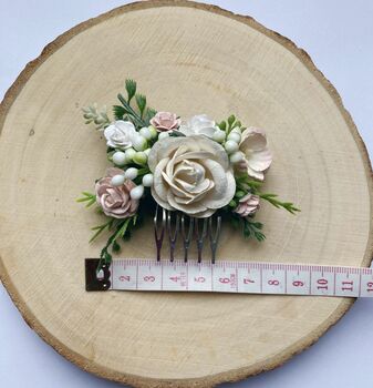 Blush And White Flower Hair Comb, 5 of 5