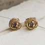 Pearl Birthstone Gold Plated Silver Nest Stud Earrings, thumbnail 1 of 8
