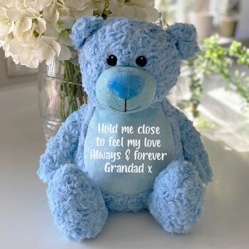 Personalised Memorial Ashes Keepsake Memory Teddy Bear Blue, 4 of 8