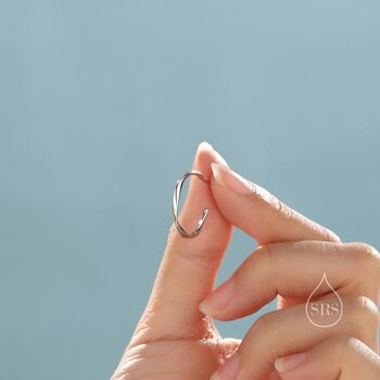 Twisted Strip Mobius Band Large Semi Hoop Stud Earrings In Sterling Silver, 5 of 12