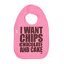 Cool Baby Bib, Chips Chocolate And Cake, Pink Bib, thumbnail 2 of 2