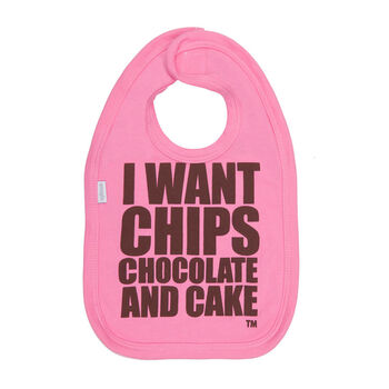 Cool Baby Bib, Chips Chocolate And Cake, Pink Bib, 2 of 2